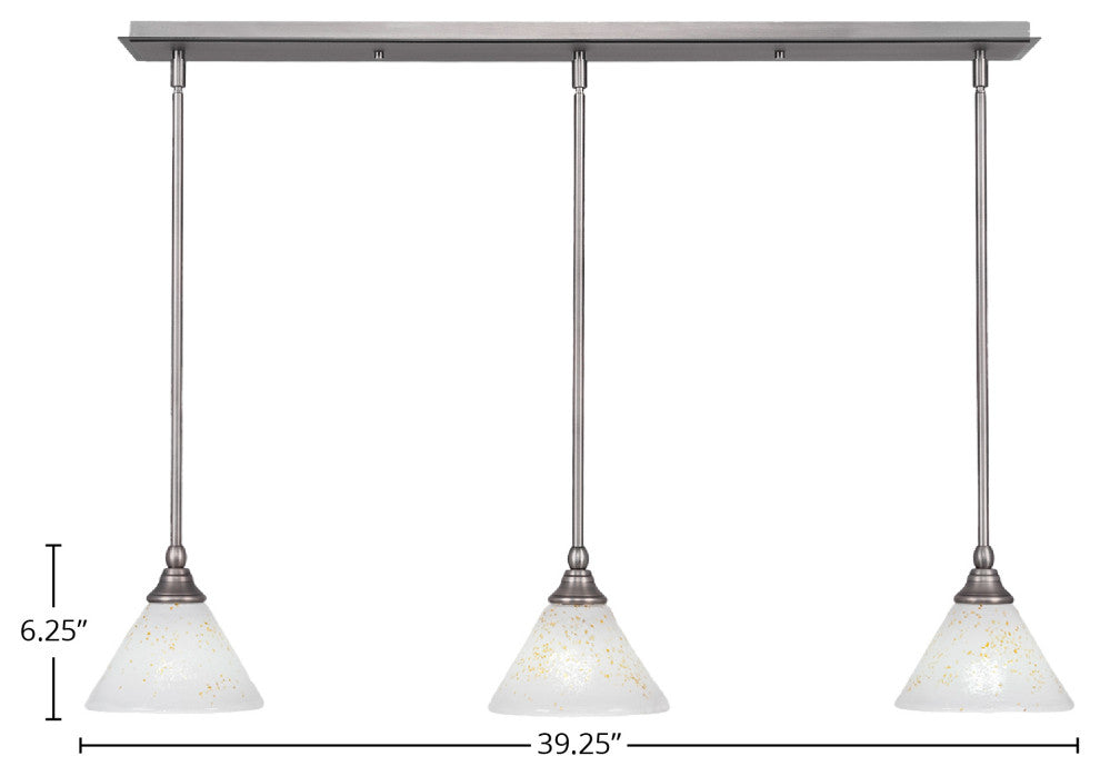 Stem 3-Light Pendalier with Hang Straight Swivel, Brushed Nickel/Gold Ice