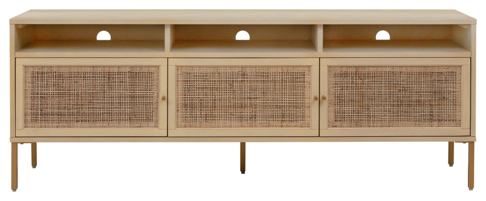 Sierra Media Console, Beach Rattan TV Stand, Jungle Wicker Casegood, Buttermilk