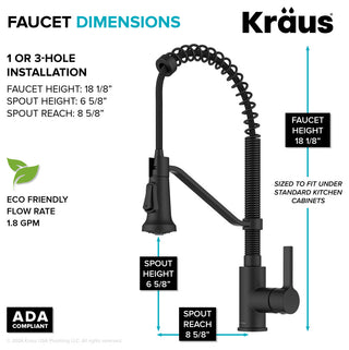 KRAUS Britt Commercial Style 2-Function 1-Handle Pull Down Kitchen Faucet MB
