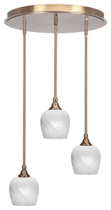 Empire 3-Light Cluster Pendalier, New Age Brass/White Marble