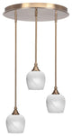 Empire 3-Light Cluster Pendalier, New Age Brass/White Marble