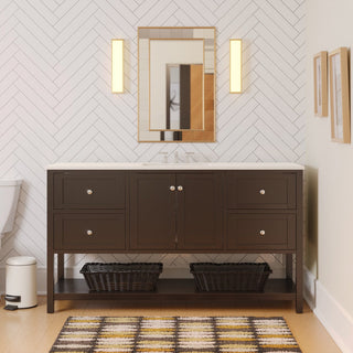 Lakeshore 60" Single Bathroom Vanity, Chocolate, Engineered White