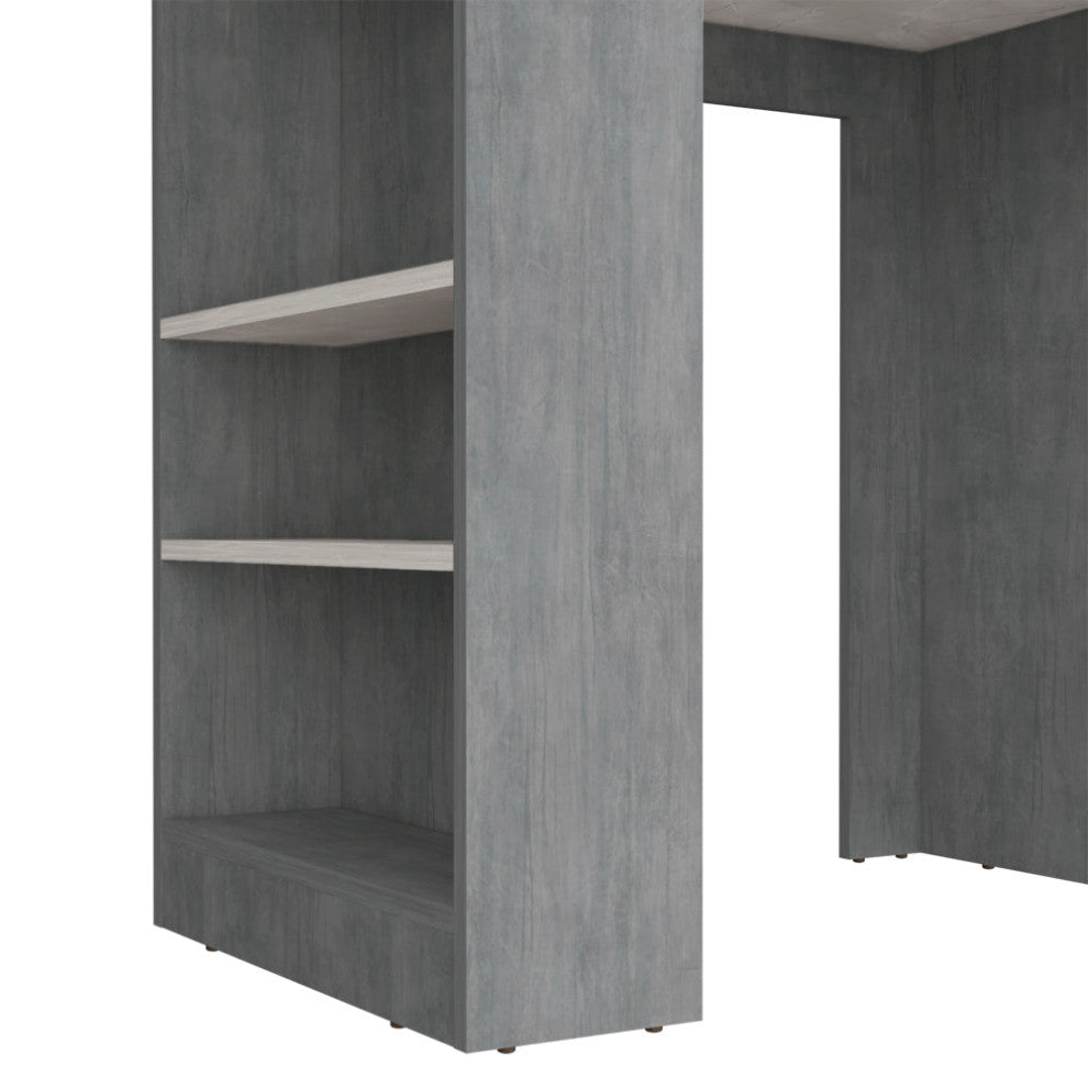 Kitchen Island Doyle, Kitchen, Concrete Gray / Ibiza Marble Color Finish