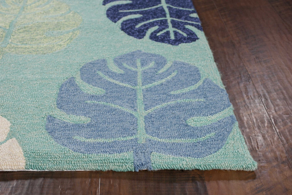 HomeRoots 7' x 9' UV treated Polypropylene Turquoise Area Rug