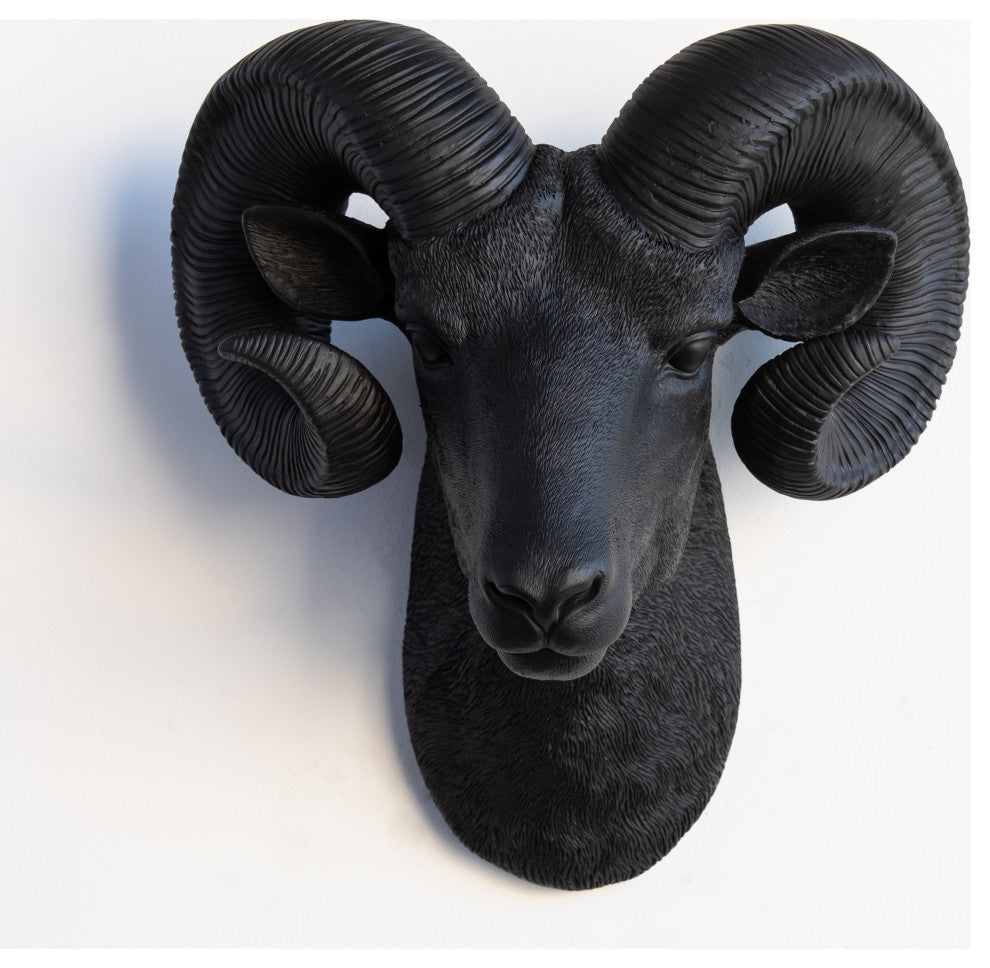 Resin Ram Head Wall Mount, Black
