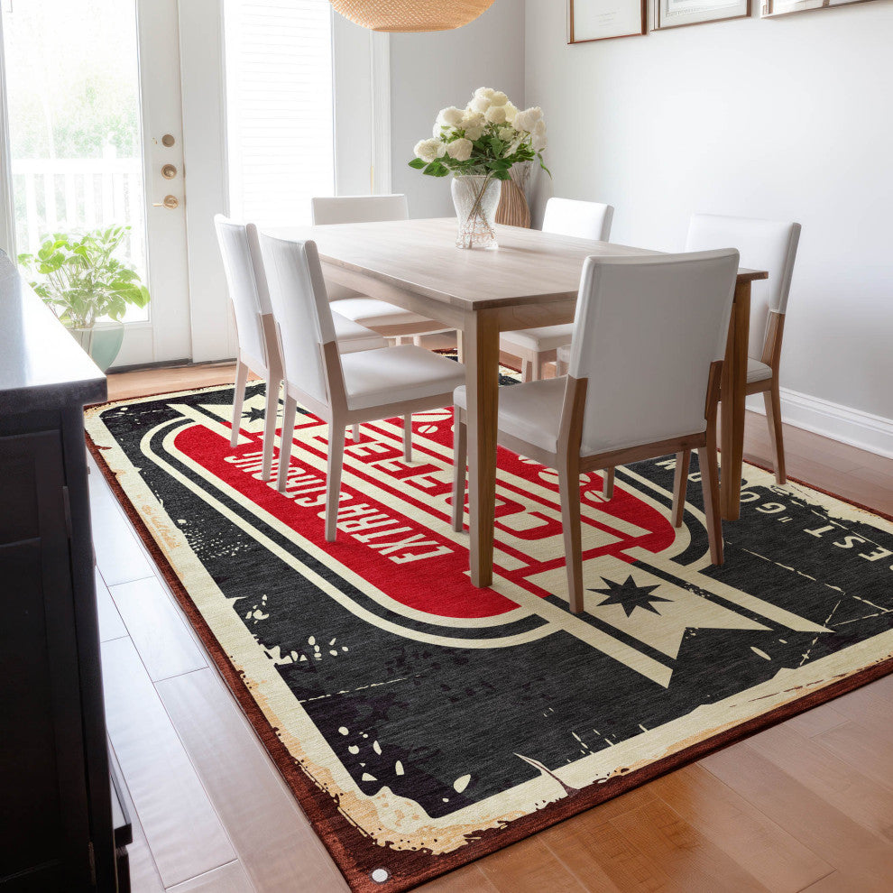 Addison Premium Washable Mayfield AMF166 black 5' x 7'6" Rug