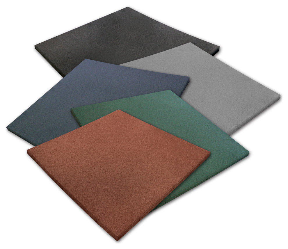 Rubber-Cal Eco-Sport Interlocking Tiles, 1", Green, 15 Pack