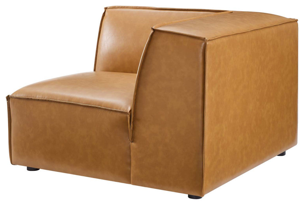 Sofa Corner Chair, Faux Vegan Leather, Tan, Modern, Living Lounge Hospitality
