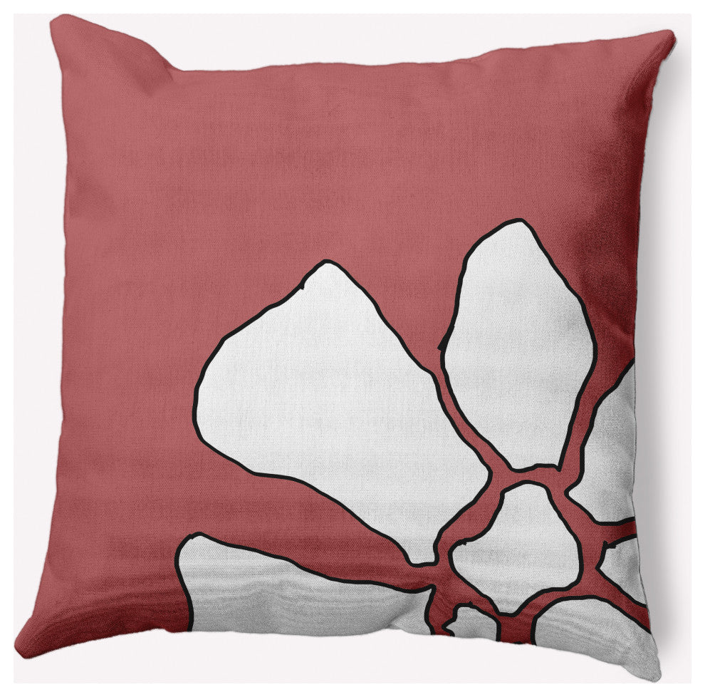Petal Lines Decorative Throw Pillow, Coral, 26x26"
