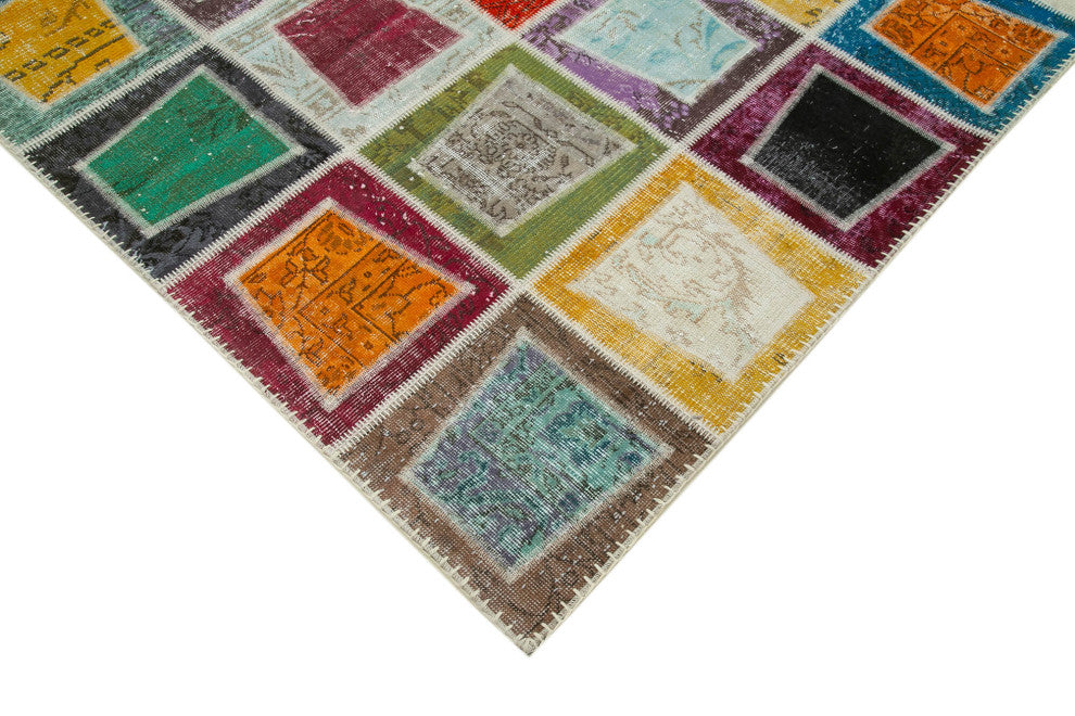 Rug N Carpet - Handwoven Turkish 6' 7" x 9' 2" Contemporary Patchwork Area Rug