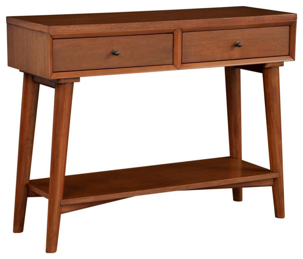 Benzara BM261864 Console Table With 2 Drawers and Angled Legs, Brown