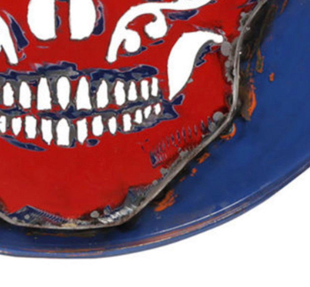 Industrial Pop Art Iron Skull Red & Blue