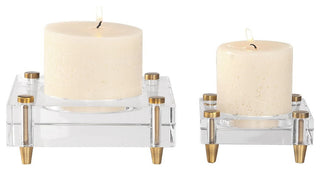 Uttermost Claire Crystal Block Candleholders, Set of 2