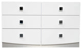 France Modern High Gloss 6-Drawer Dresser, White