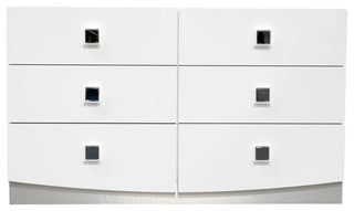 France Modern High Gloss 6-Drawer Dresser, White