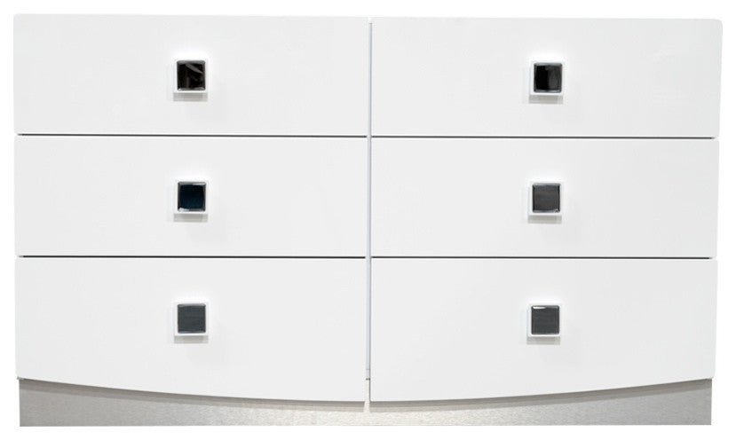 France Modern High Gloss 6-Drawer Dresser, White