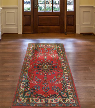 Fine Vintage Distressed Bradburn Red/Beige Rug, 2'7x5'4