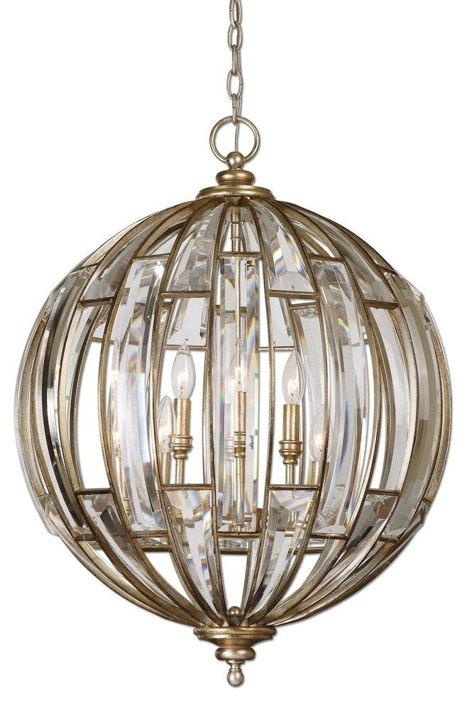 Antique Style 6 Light Crystal Globe Shape Sphere Chandelier Art Deco