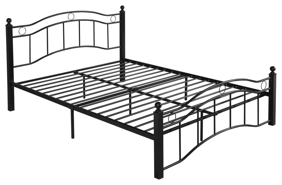 Hallie Contemporary Iron King Bed Frame, Flat Black