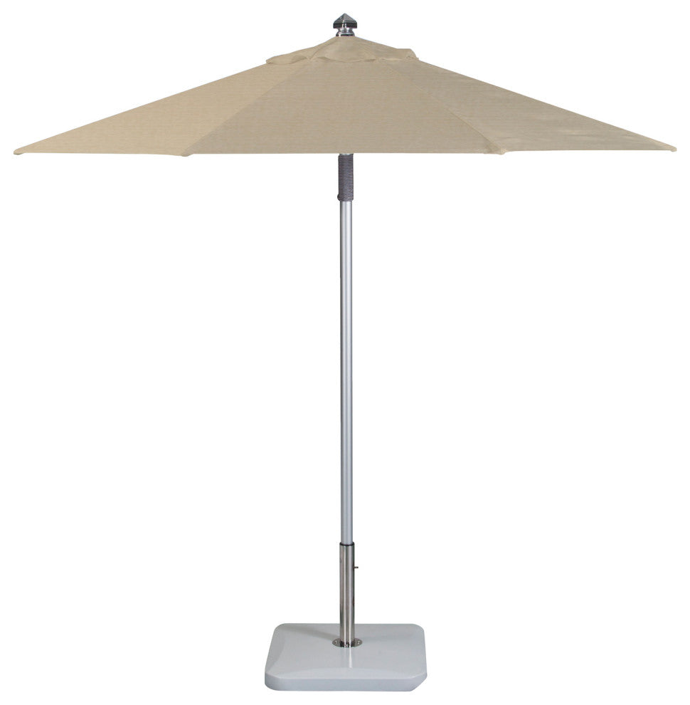 9' Round Double Pulley Commercial Contract Umbrella, Silver, Antique Beige