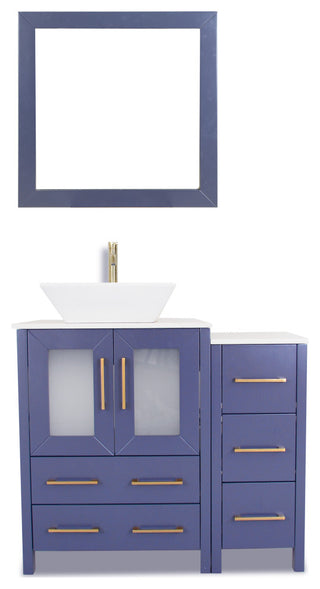 Vanity Art Bathroom Vanity Set With Sink, Blue, 36", Standard Mirror