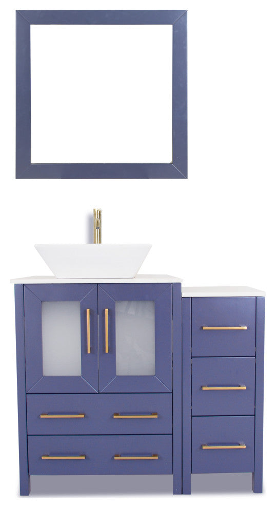 Vanity Art Bathroom Vanity Set With Sink, Blue, 36", Standard Mirror