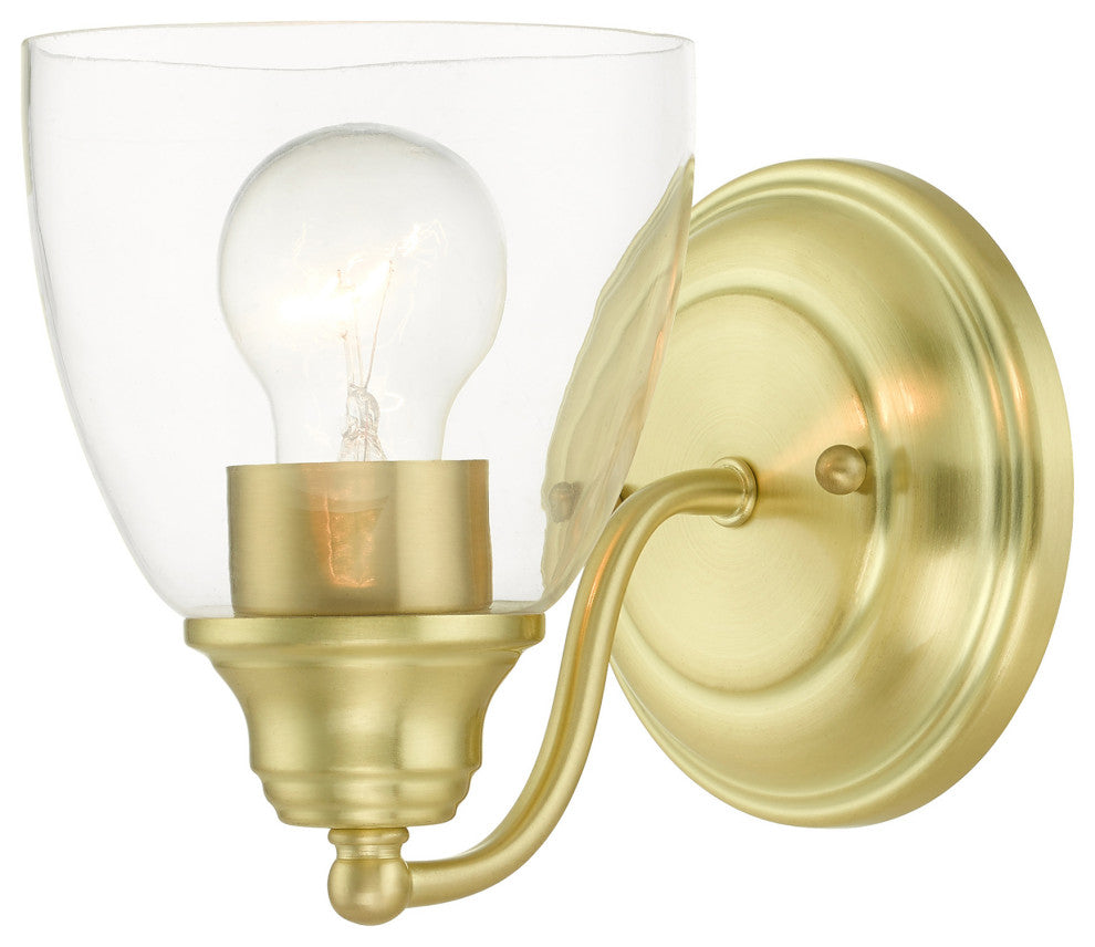 Satin Brass Transitional, Colonial, Vanity Sconce