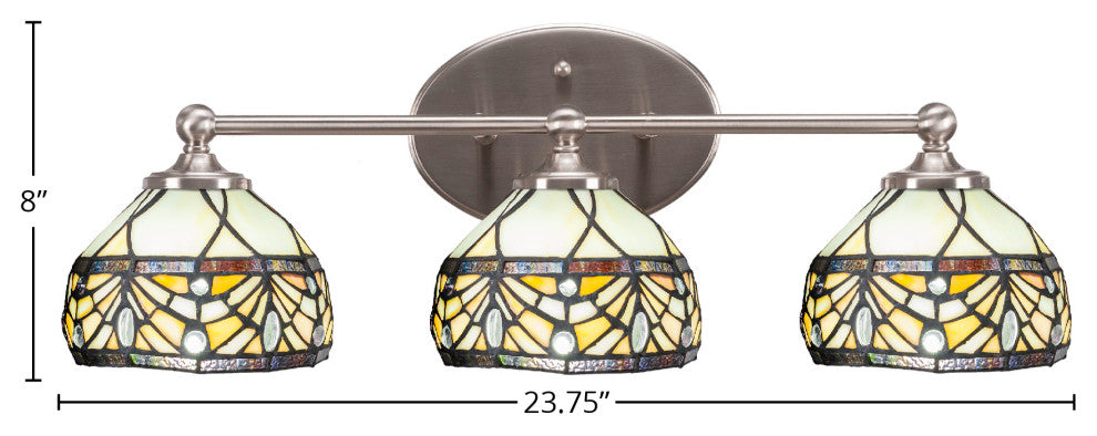 Capri 3-Light Bath Bar, Brushed Nickel/Royal Merlot Art