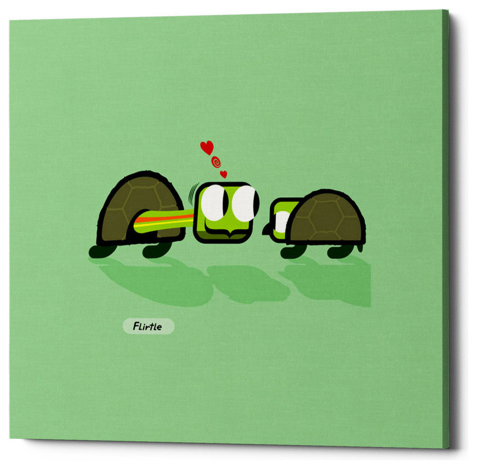 Epic Graffiti "Flirtle" by Chuck Wimmer, Giclee Canvas Wall Art, 18"x18"