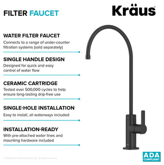 KRAUS Oletto 1-Handle Drinking Water Filter Faucet, Matte Black