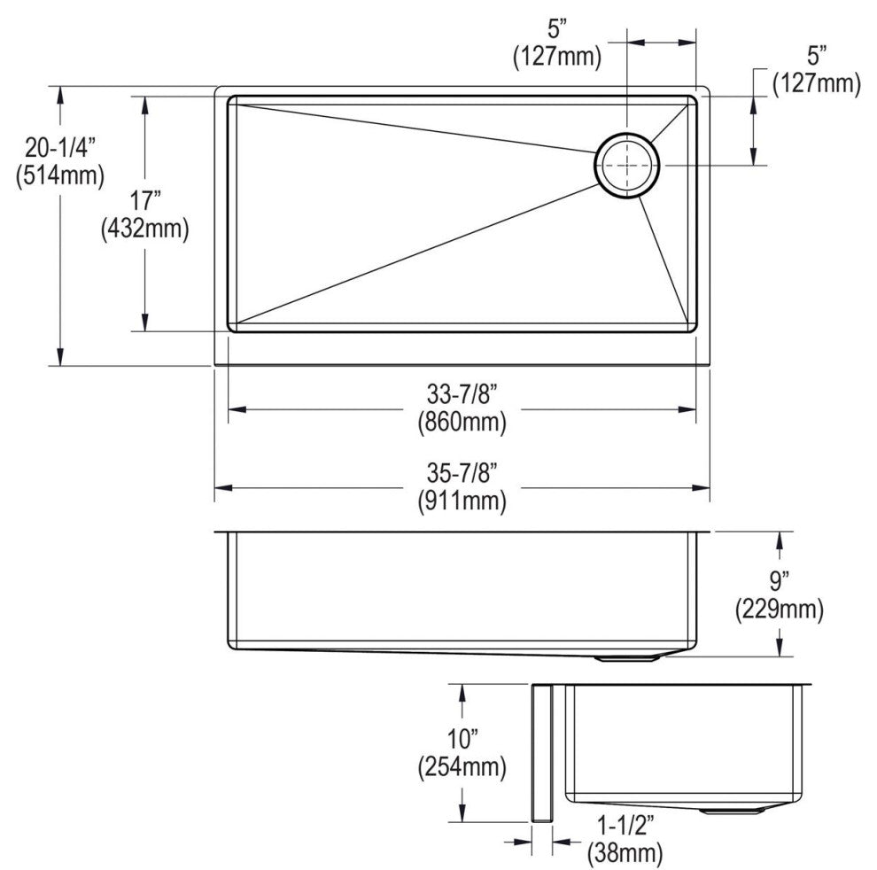 EFRUFF3417RDBG Elkay Crosstown 16 Gauge Stainless Steel Tall Farmhouse Sink Kit