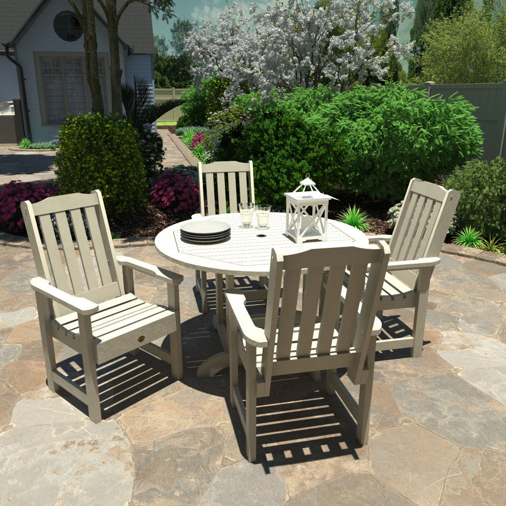 Springville 5-Piece Round Dining Set, Weathered Acorn, Whitewash