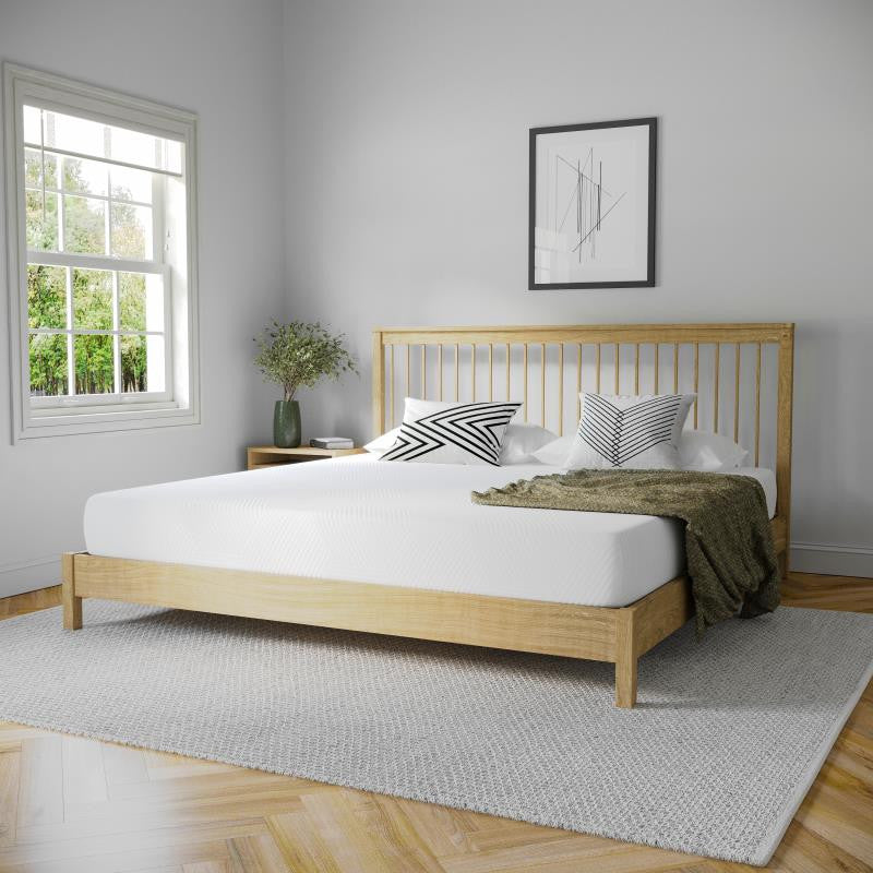 Jasmine Charcoal & Green Tea Cooling Gel Memory Foam 8" CertiPUR-US Mattress, White, King