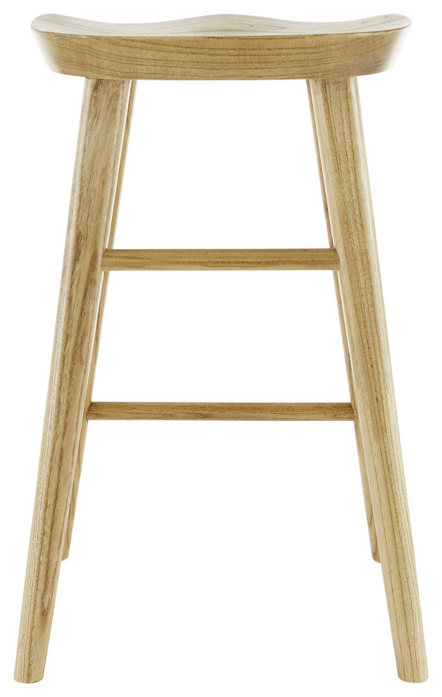26" Light Natural Brown Solid Wood Counter Stool
