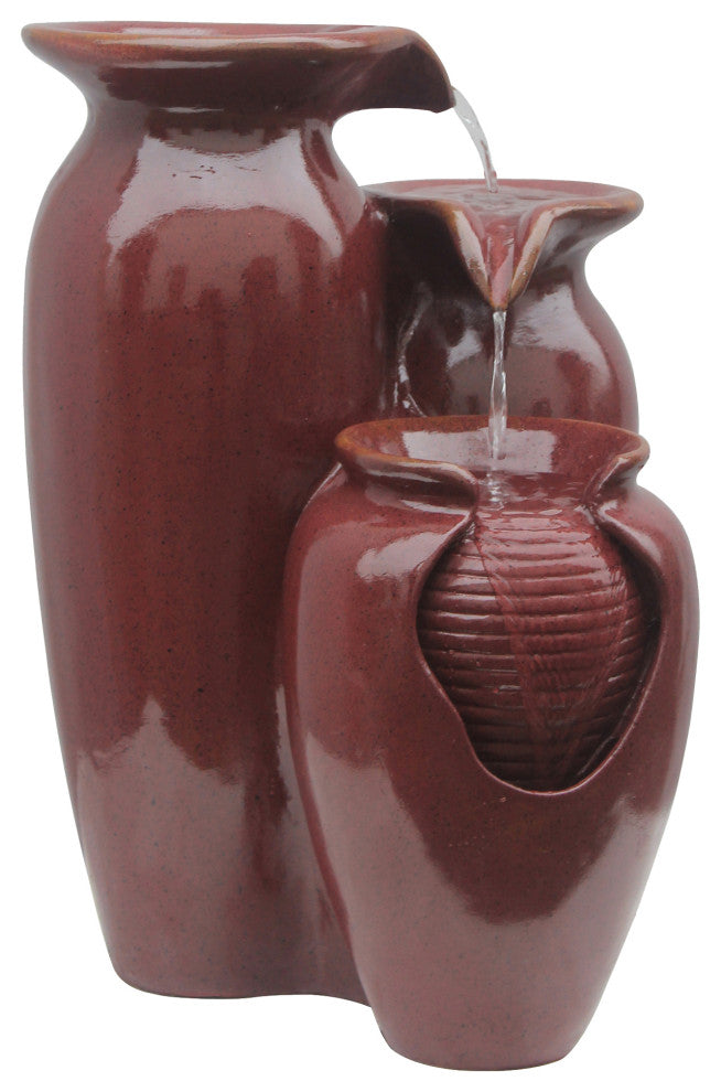 Outdoor Cascading Jars Waterfall Fountain Red