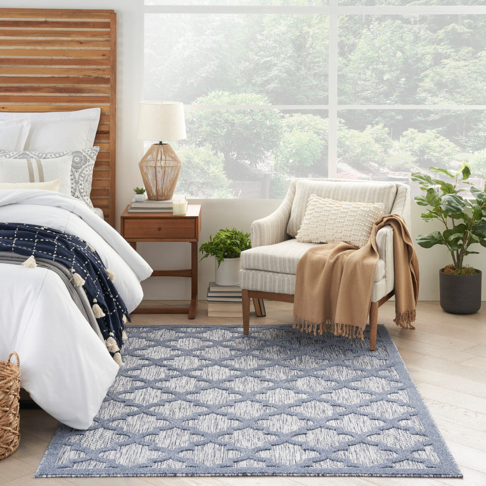 Nourison Easy Care 5' x 7' Denim Blue Modern Area Rug