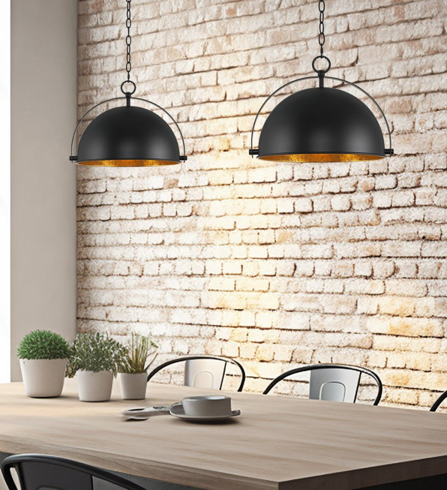 Kira Home Sulis 15" Pendant Light + Satellite Style Shade, Black