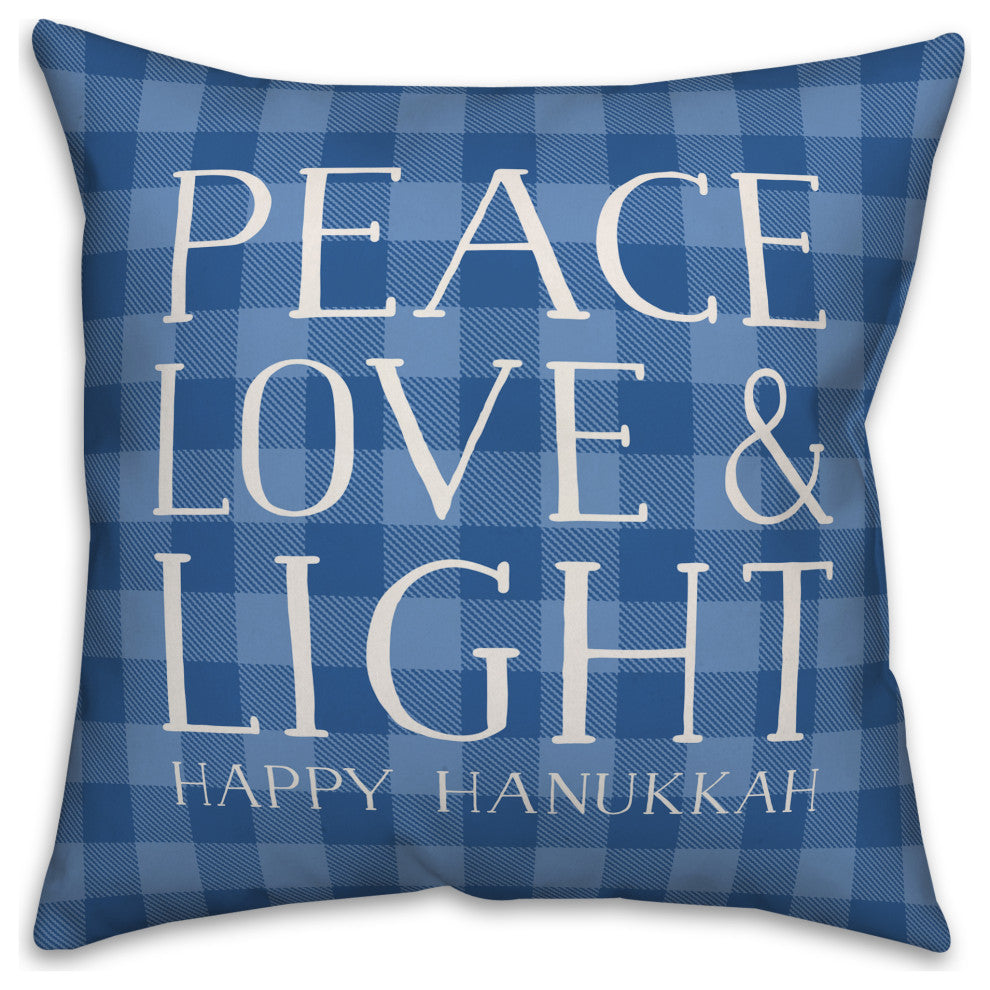 Peace Love Light Plaid 18"x18" Throw Pillow