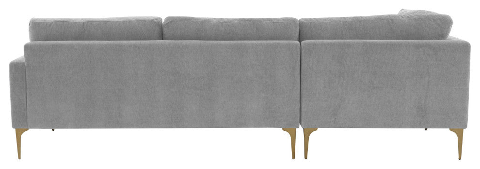 Serena Gray Velvet Left Arm Facing Chaise Sectional