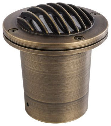 In Ground Well Light Louvered Solid Brass, Natural Bronze Finish