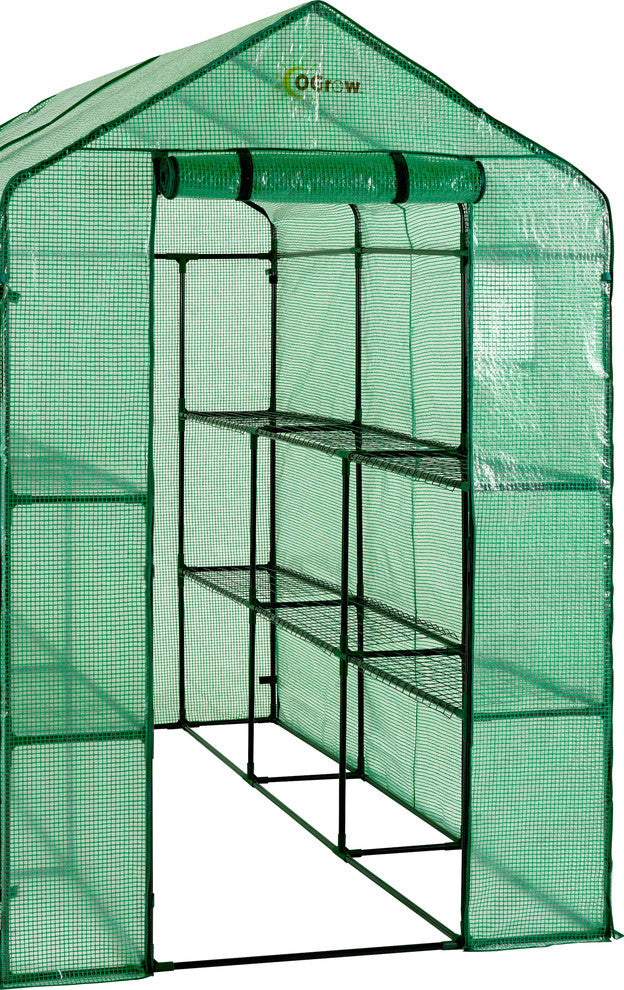 oGrow Extra Large Walk-In 2-Tier 12-Shelf Portable Garden Greenhouse