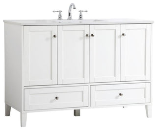 Elegant Decor Sommerville 48" Single Quartz Top Bathroom Vanity in White