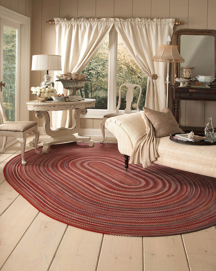 Capel Portland Red 0346_500 Braided Rugs - 27" X 48" Oval