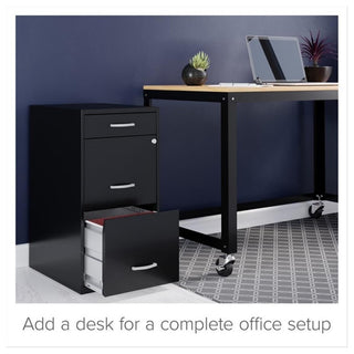 Pemberly Row 18" 3-Drawer Modern Metal Organizer File Cabinet in Black
