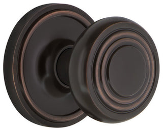 Classic Rosette Interior Mortise Deco Door Knob, Timeless Bronze