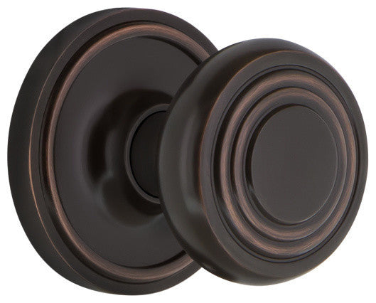 Classic Rosette Interior Mortise Deco Door Knob, Timeless Bronze