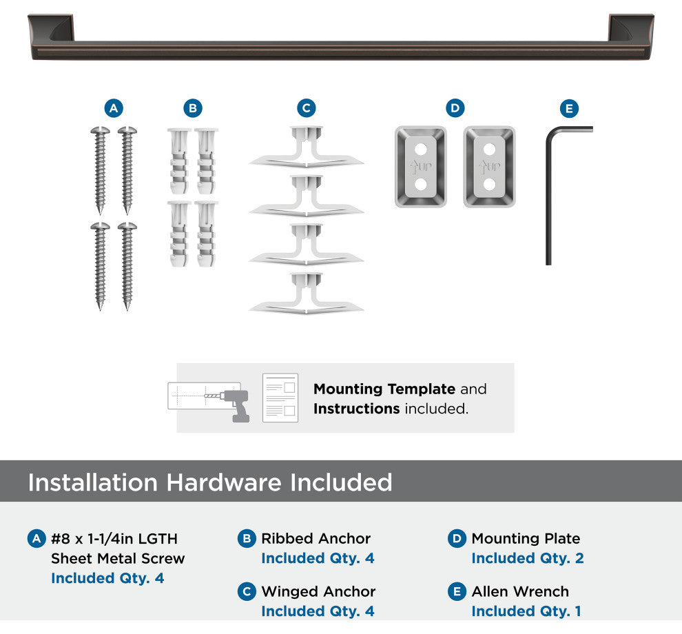 Amerock Mulholland Traditional Towel Bar, Oil Rubbed Bronze, 24" Center-to-Cente