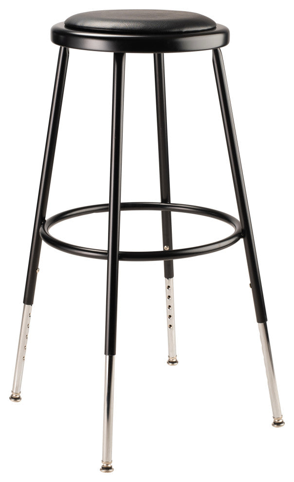 NPS 25"-33" Height Adjustable Heavy Duty Vinyl Padded Steel Stool, Black