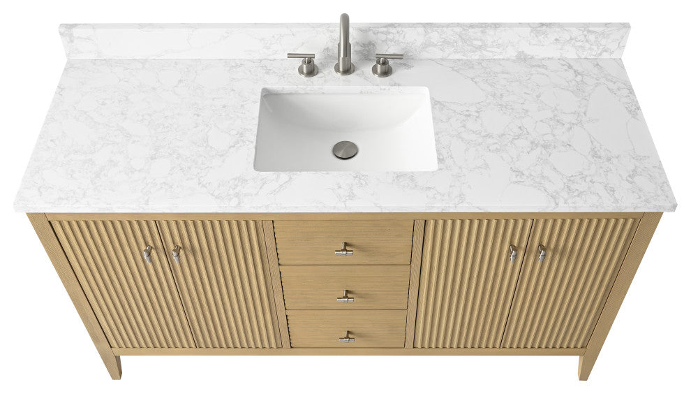Vanity Art Freestanding Vanity, Natural Oak, 60", Single Sink, Brushed Nickel