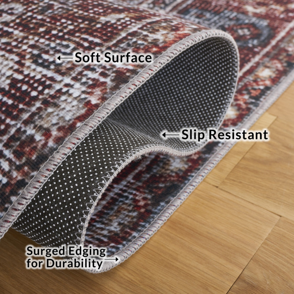 Safavieh Tucson TSN130 Rug Machine-Washable, Navy/Rust, 4'x6'